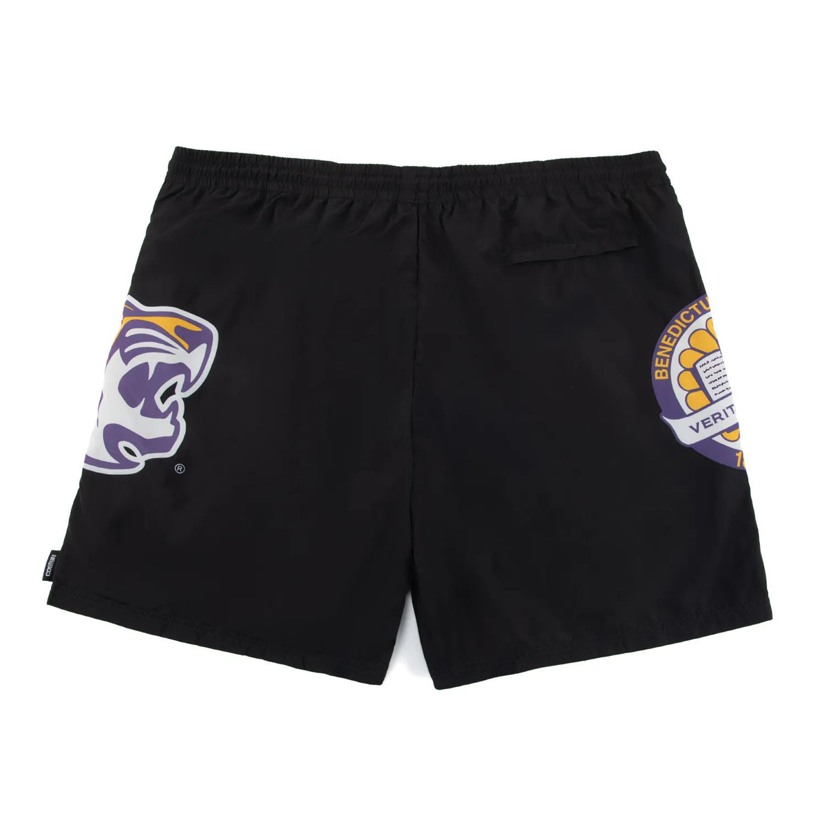 BLACK NYLON BC SIDE CREST/TIGER SHORTS