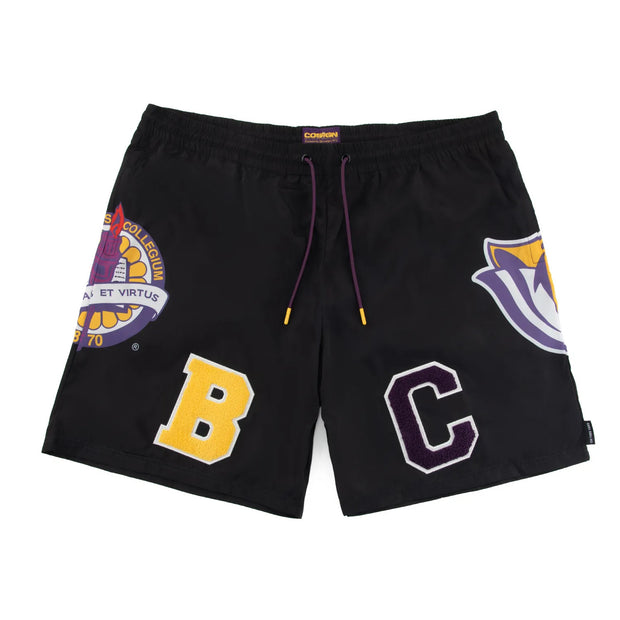 BLACK NYLON BC SIDE CREST/TIGER SHORTS