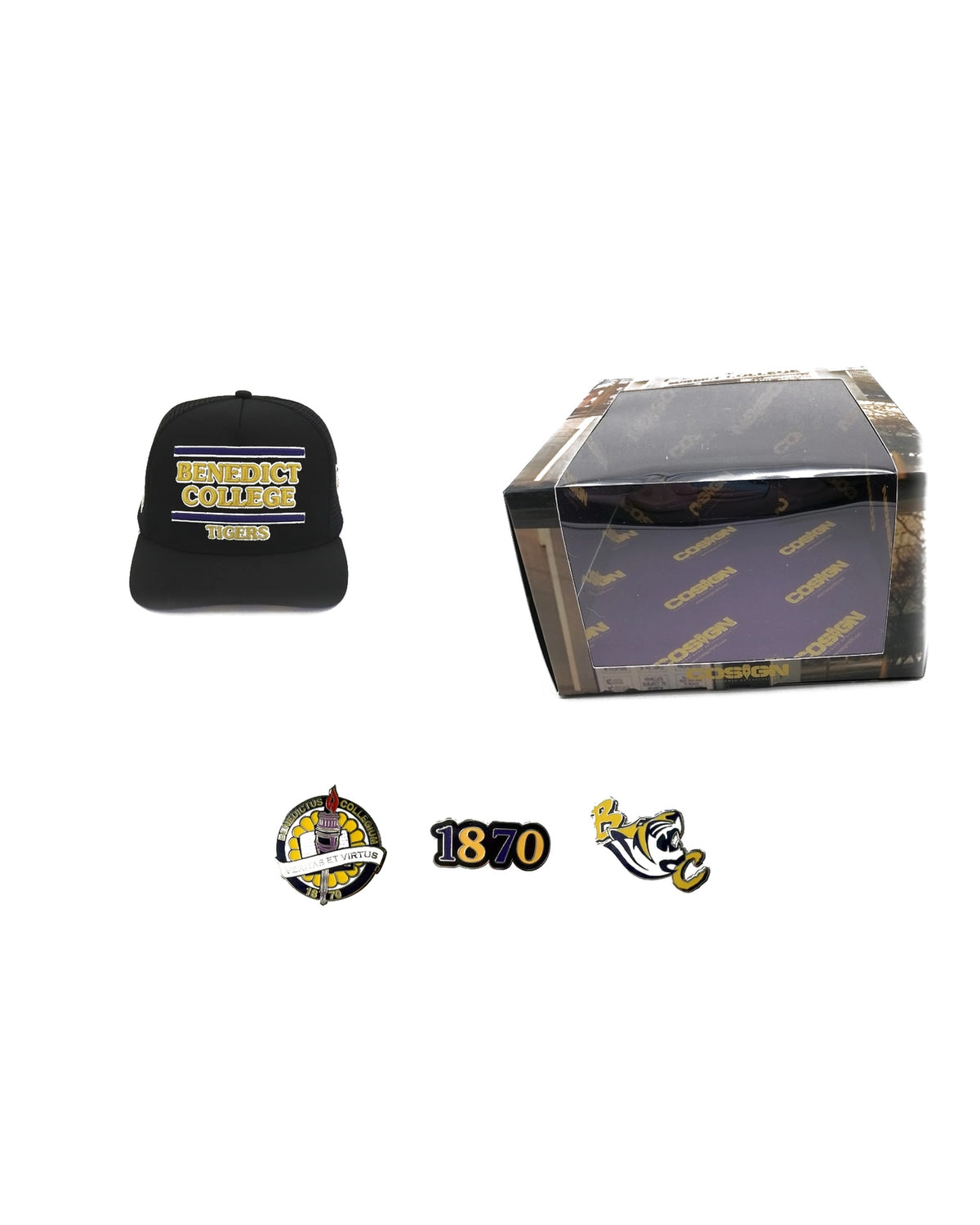 COSIGN1975 Collector's Box Set – Benedict College trucker hat with 3 pins