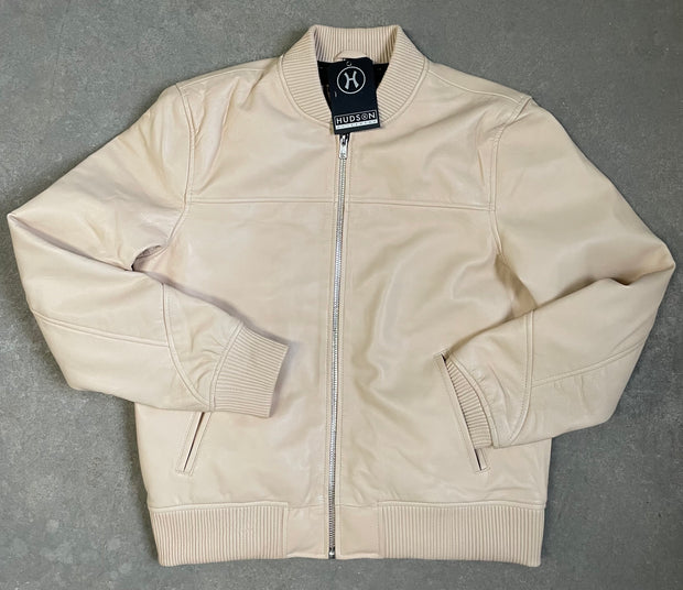 HUDSON “THE ORIGINAL BASEBALL JACKET” LEATHER - CREAM - COSIGN1975