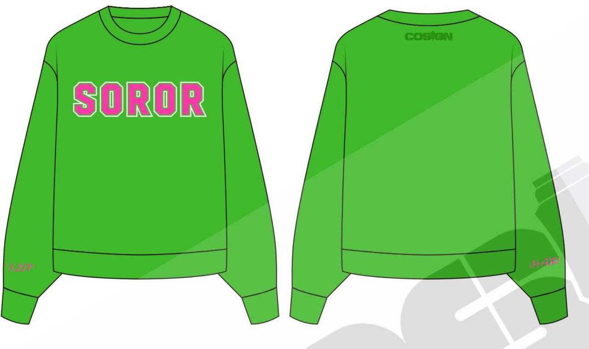 PINK AND GREEN SOROR CREWNECK